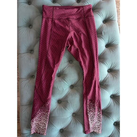 Lululemon 25in Leggings Reflective Maroon Red Pink Size 6 - Picture 2 of 11